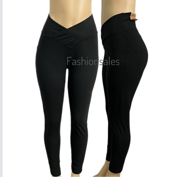 Victorias Secret Pink Active Cotton High Waist Full Length V Crossover Leggings - Picture 1 of 6